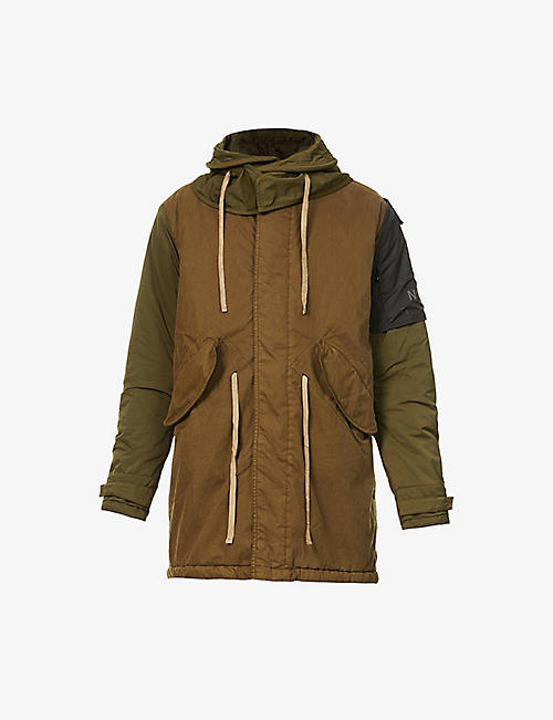 NEMEN: Fishtail reflective cotton-blend hooded parka coat