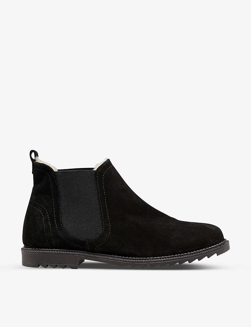 Dune Pedal Faux Shearling-lined Suede Chelsea Boots In Black-suede