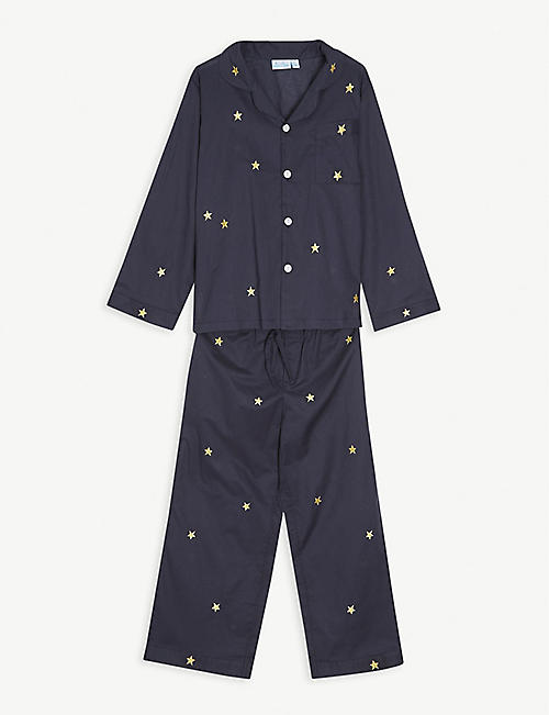 MINI LUNN: Star-embroidered cotton pyjama set 2-11 years