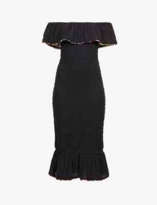 NEVER FULLY DRESSED - JoJo pom-pom shirred cotton midi dress |  Selfridges.com