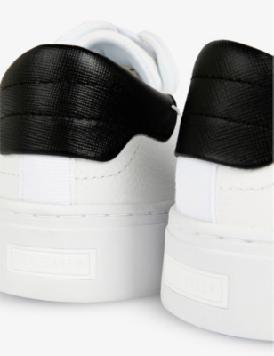 Shop Ted Baker Womens White-blk Kimmii Contrast-heel Leather Low-top Trainers