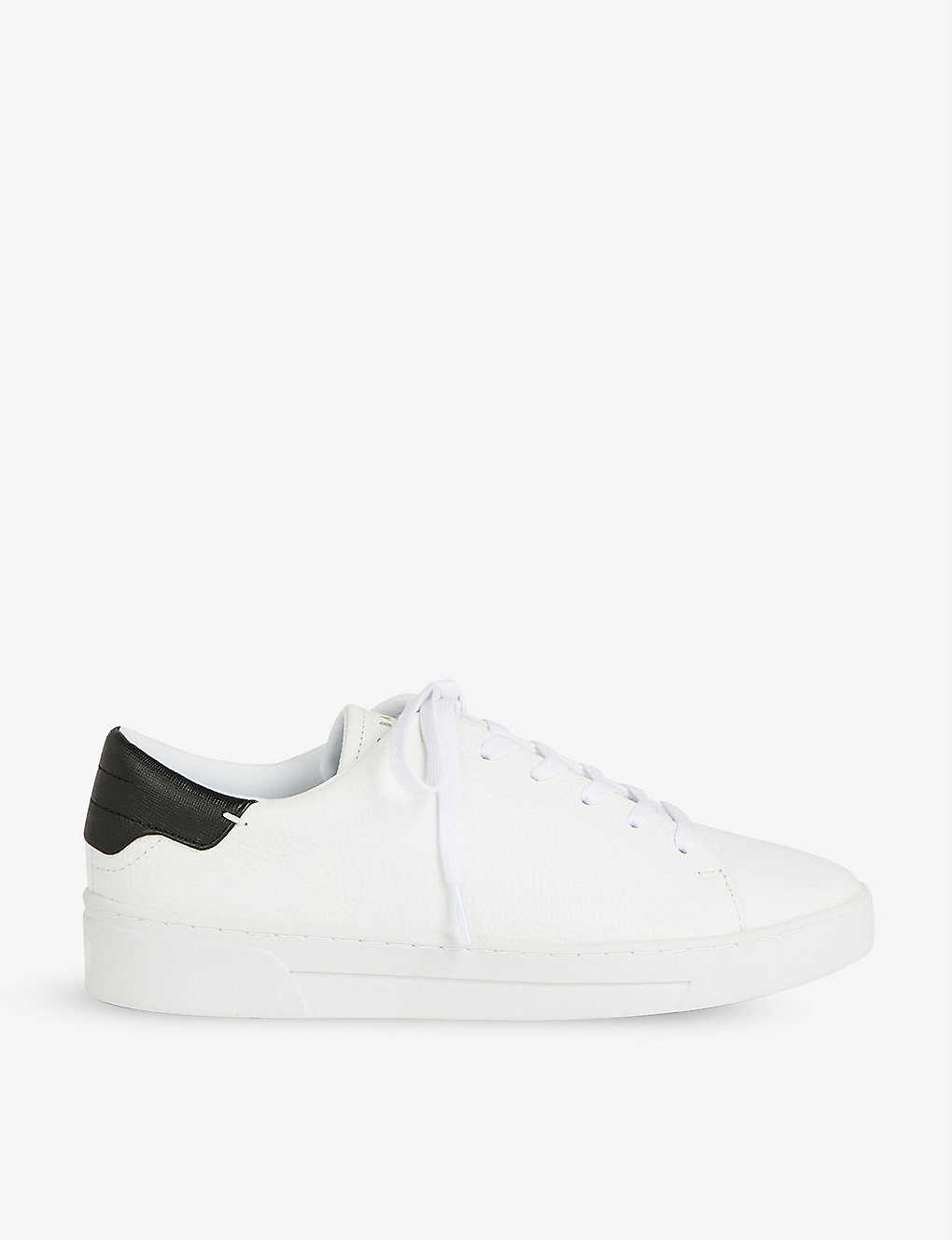 Shop Ted Baker Women's White-blk Kimmii Contrast-heel Leather Low-top Trainers