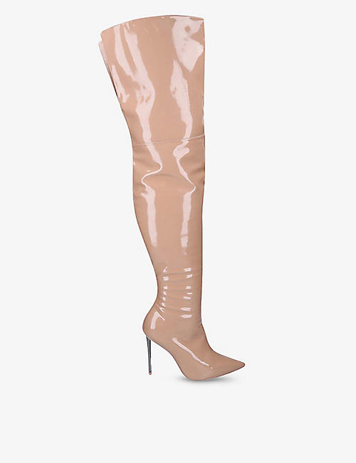 CARVELA: Sharp pointed faux-leather knee boots