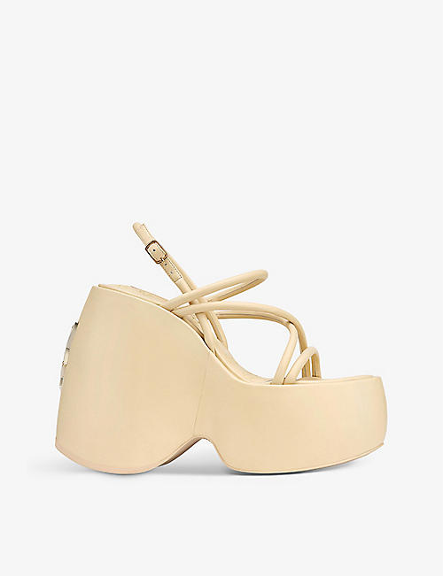 NAKED WOLFE: Mystery platform leather wedges