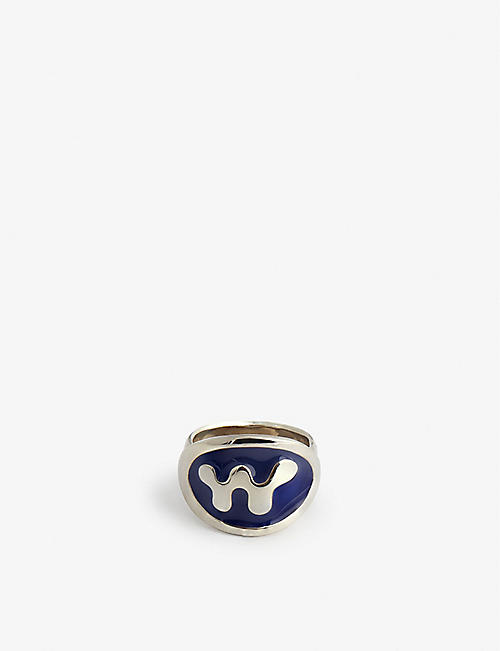 MOWALOLA: Logo-graphic sterling silver and resin ring