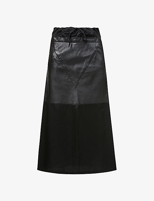 MON VINTAGE BY MARIE BLANCHET: Pre-loved Margiela leather and satin midi skirt