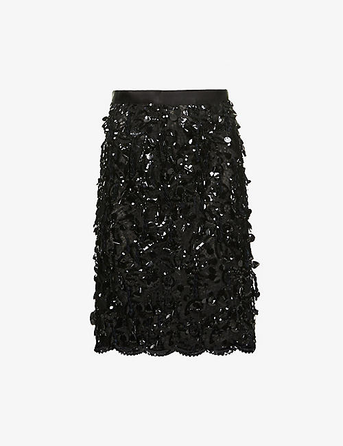 MON VINTAGE BY MARIE BLANCHET: Pre-loved Chanel embellished woven midi skirt