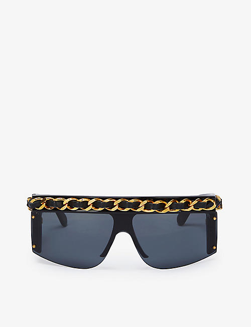 MON VINTAGE BY MARIE BLANCHET: Pre-loved Chanel chain-embellished acetate sunglasses