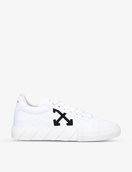 OFF-WHITE C/O VIRGIL ABLOH: Vulcanized brand-print cotton-canvas low-top trainers