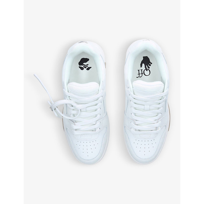 Shop Off-white Out Of Office Logo-embroidered Leather Low-top Trainers In White