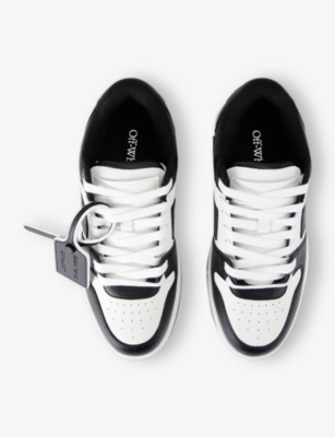 Shop Off-white C/o Virgil Abloh Women's Grey/d.cmb Out Of Office Logo-embroidered Leather Trainers