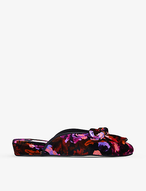 OLIVIA MORRIS AT HOME: Daphne bow-embellished velvet slippers