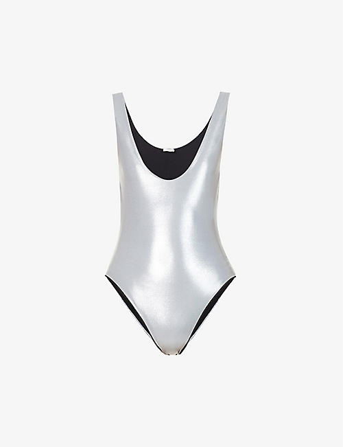 SAINT LAURENT: Fitted metallic stretch-jersey body