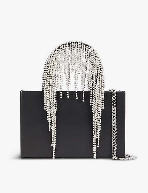 KARA: Crystal-embellished midi leather tote bag