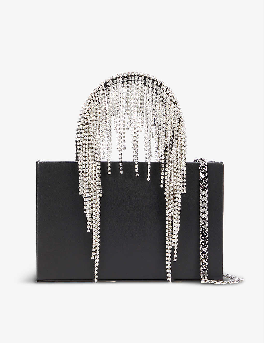 Shop Kara Womens Black Crystal-embellished Midi Leather Tote Bag