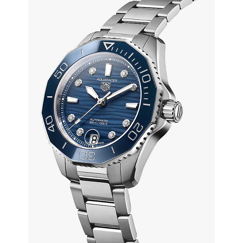 Shop Tag Heuer Womens Silver Wbp231b.ba0618 Aquaracer Stainless-steel And 0.078ct Round-cut Diamond Autom