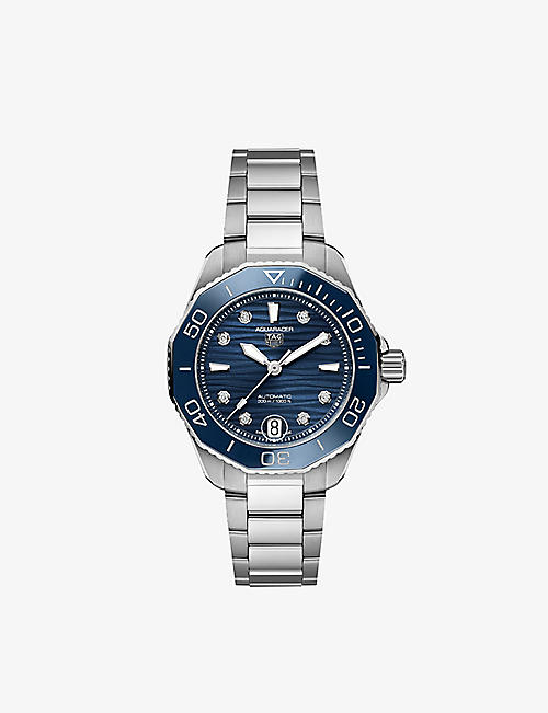 TAG HEUER: WBP231B.BA0618 Aquaracer stainless-steel and 0.078ct round-cut diamond automatic watch