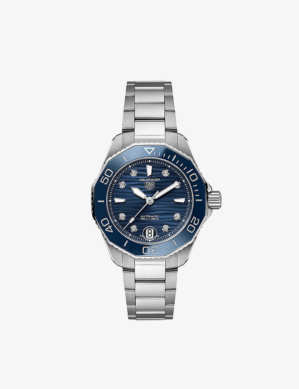 Tag Heuer Wbp231b.ba0618 Aquaracer Stainless-steel And 0.078ct Round-cut Diamond Automatic Watch In Silver