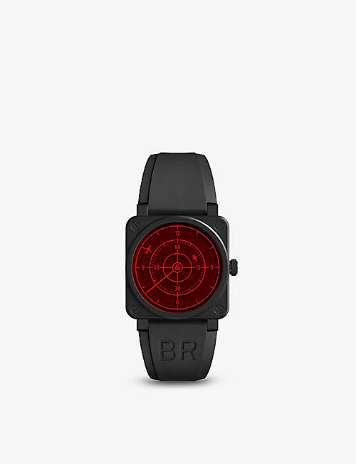 BELL & ROSS: BR03-92 Red Radar ceramic and rubber automatic watch