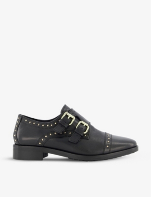 DUNE Flickers studded leather double monk strap shoes