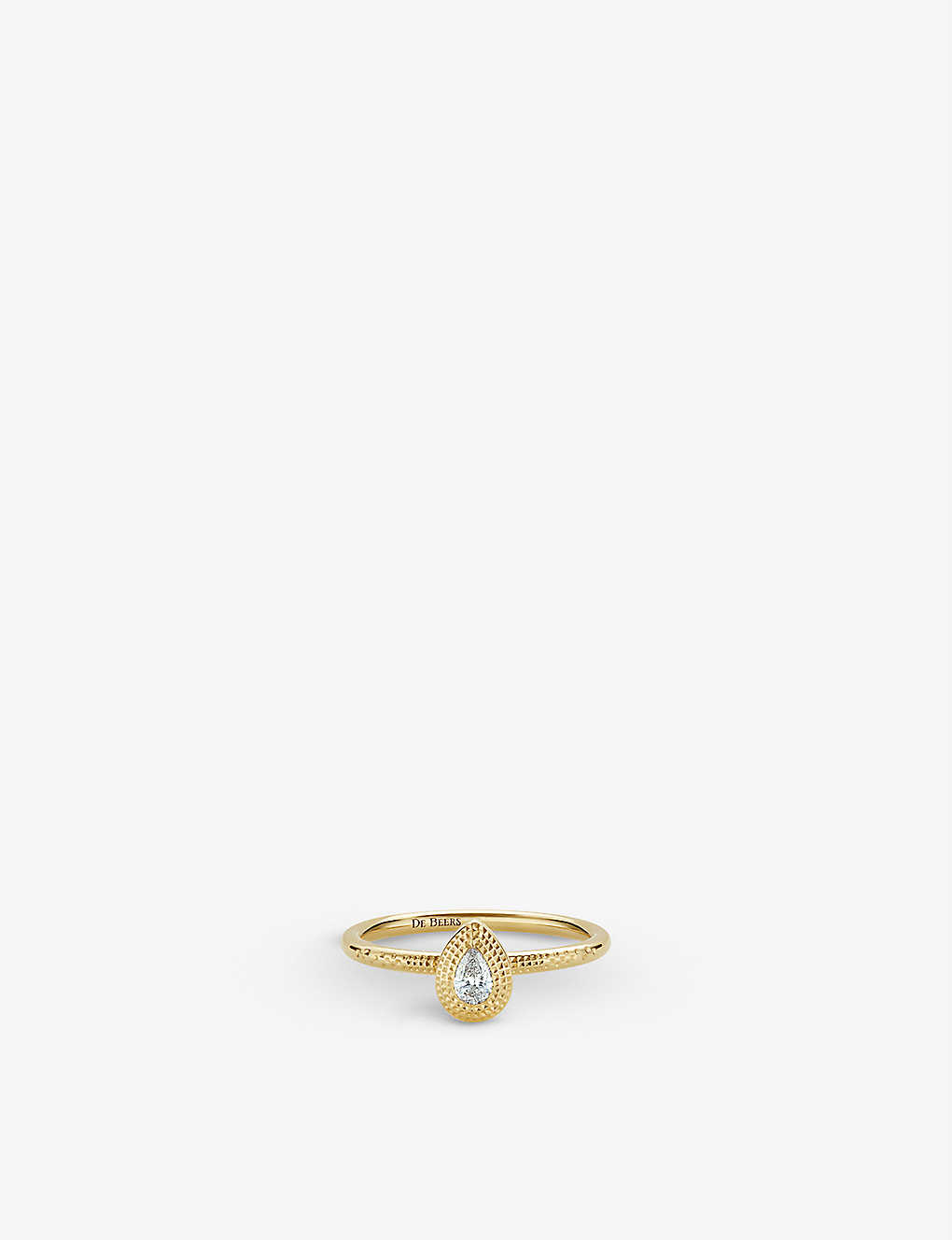 De Beers Talisman 18ct Yellow-gold And 0.12ct Rough And Pear-cut Diamond Ring In 18k Yellow Gold