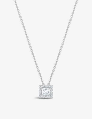 De Beers Aura Rhodium-plated 18ct White-gold And 0.29ct Princess-cut Diamond Pendant Necklace In 18k White Gold
