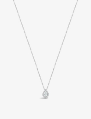 De Beers Aura Rhodium-plated 18ct White-gold And 0.29ct Pear-cut Diamond Pendant Necklace In 18k White Gold