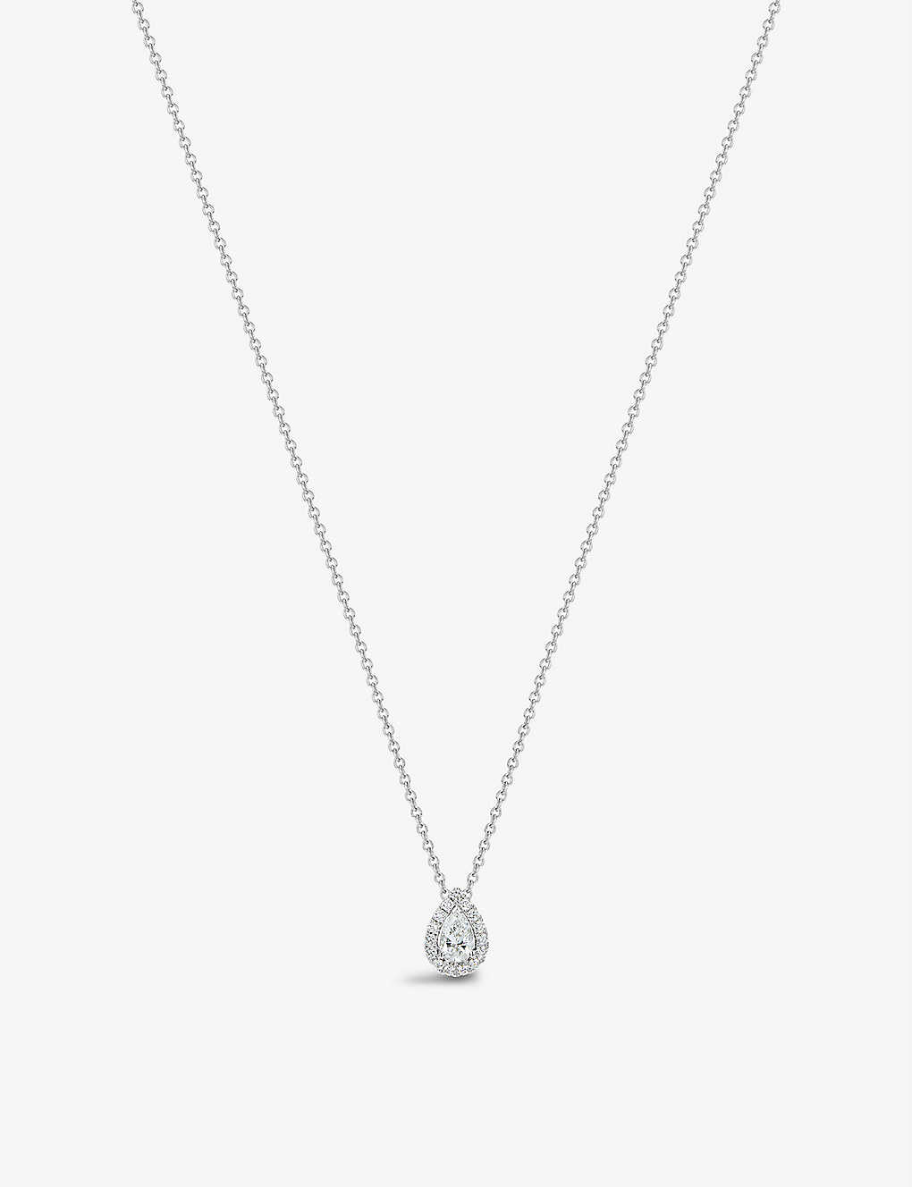 De Beers Aura Rhodium-plated 18ct White-gold And 0.29ct Pear-cut Diamond Pendant Necklace In 18k White Gold