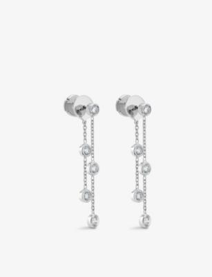 De Beers Clea Rhodium-plated 18ct White-gold And 0.62ct Diamond Stud Earrings In 18k White Gold