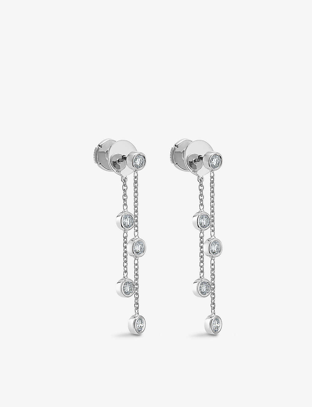 De Beers Clea Rhodium-plated 18ct White-gold And 0.62ct Diamond Stud Earrings In 18k White Gold