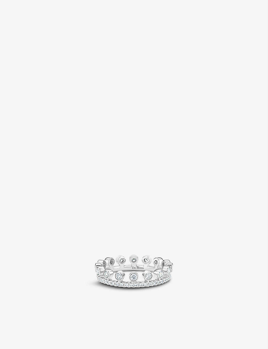 De Beers Dewdrop 18ct White-gold And 0.65ct Diamond Pavé Ring In Silver