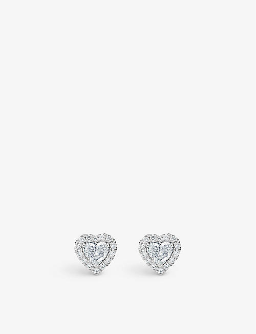 DE BEERS: Aura Heart 18ct white-gold and 0.60ct diamond earrings