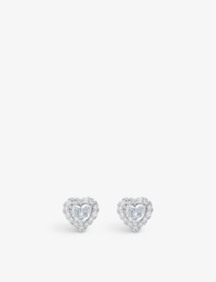 De Beers Aura Heart 18ct White-gold And 0.60ct Diamond Earrings In 18k White Gold