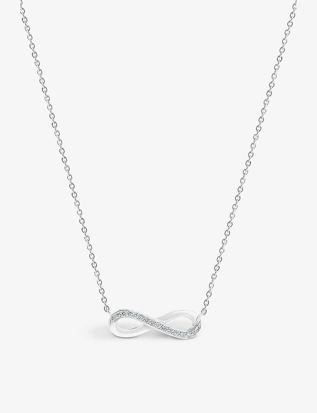 De Beers Infinity 18ct White-gold And 0.06ct Diamond Pendant Necklace In 18k White Gold