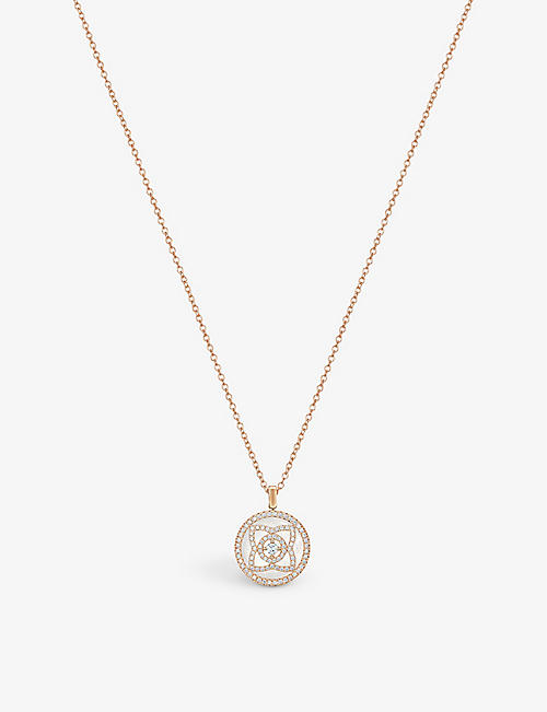 DE BEERS JEWELLERS: Enchanted Lotus 18ct rose-gold and 0.15ct diamond pendant necklace