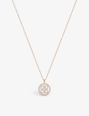 De Beers Enchanted Lotus 18ct Rose-gold And 0.15ct Diamond Pendant Necklace In 18k Rose Gold