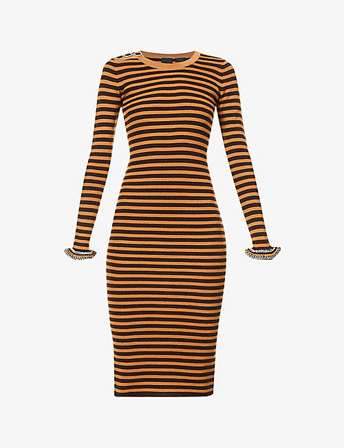 PINKO: Domasino striped knitted dress