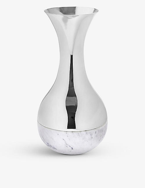 ANNA NY BY RABLABS: Coluna Dual marble and nickel-plated steel vase