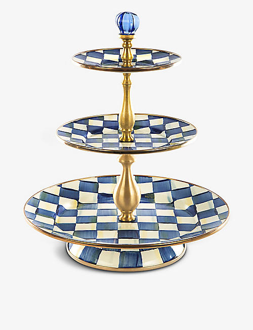 MACKENZIE CHILDS: Royal Check enamel 3-tier sweet stand