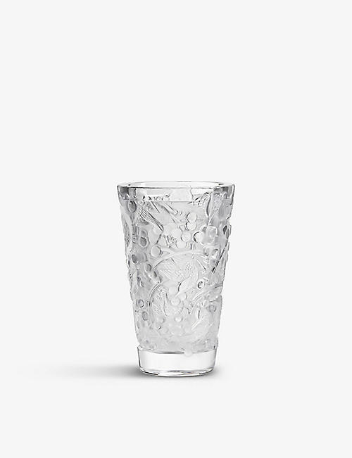 LALIQUE: Merles et Raisins crystal vase 22.2cm