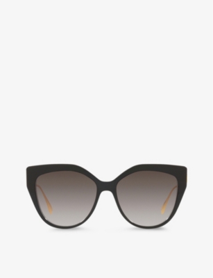 Fendi Fe40011u Cat-eye Acetate And Metal Sunglasses In Grey