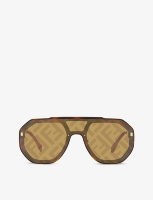 FENDI: FN000575 monogram aviator-frame acetate sunglasses