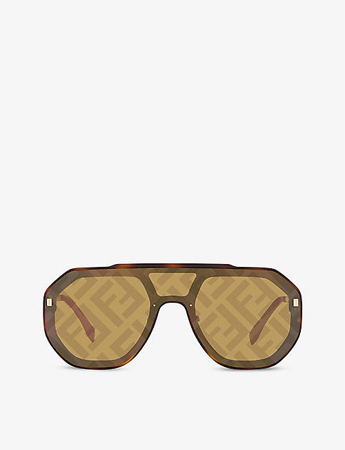 FENDI: FN000575 monogram aviator-frame acetate sunglasses