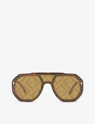 Fendi Fn000575 Monogram Aviator-frame Acetate Sunglasses In Brown