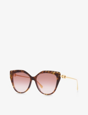Fendi Womens Brown Fe40011u Logo-print Acetate And Metal Sunglasses In Brown