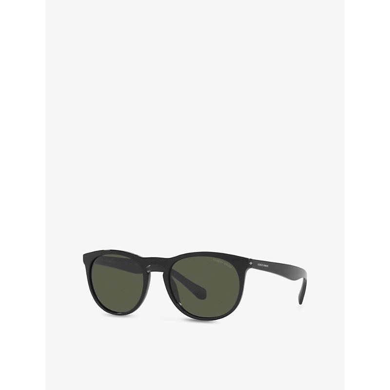 Shop Giorgio Armani Women's Black Ar8149 Round-frame Acetate Sunglasses