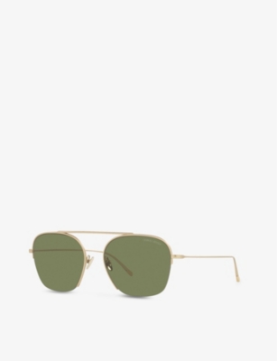 Shop Giorgio Armani Women's Gold Ar6124 Pilot-frame Metal Sunglasses