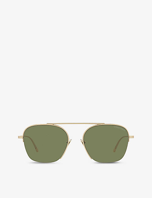 GIORGIO ARMANI: AR6124 pilot-frame metal sunglasses