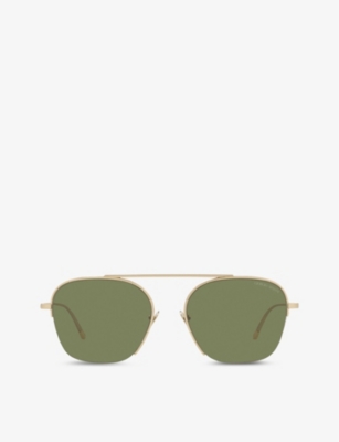 Giorgio Armani Ar6124 Pilot-frame Metal Sunglasses In Gold