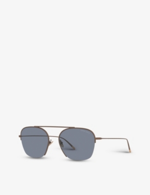 Shop Giorgio Armani Women's Gold Ar6124 Pilot-frame Metal Sunglasses